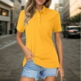 thumbnail image 2 of XUELUO Boho Tops For Women Summer Solid Color Lapel Button Down Short Sleeve Slim Fit Casual Shirts For Women Tshirts Streetwear,Yellow,XXL, 2 of 5