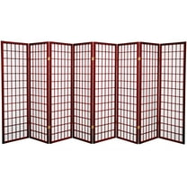 5 ft. Tall Window Pane Shoji Screen - Rosewood - 8 Panels