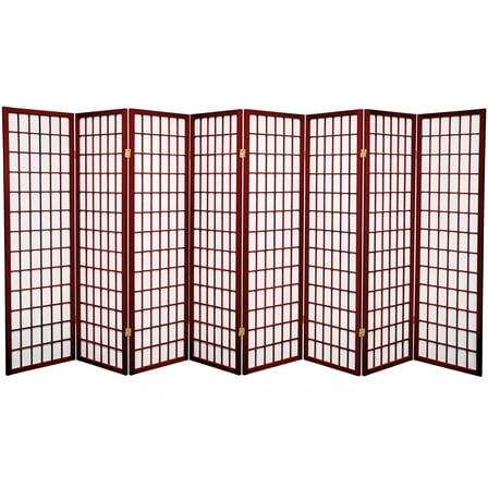 5 ft. Tall Window Pane Shoji Screen - Rosewood - 8 Panels