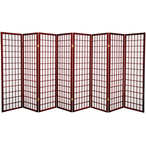 5 ft. Tall Window Pane Shoji Screen - Rosewood - 8 Panels