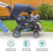 Foundations Gaggle Compass 4-Seat Quad Stroller, Reclining Seats with Canopy, Black