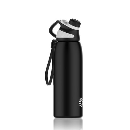 

34oz Leakproof Free Drinking Water Bottle With Spout Lid for 600ml Stainless Steel Sports Water Bottle for Fitness Gym And Outdoor Sports-34 ozBlack