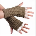 thumbnail image 1 of Guantes de lana con hermosos puños de encaje y mangas de encaje para mujer, guantes de punto cálidos de medio dedo para invierno, 1 of 6