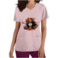 thumbnail image 2 of Jinhomg Nurses Uniform for Women 2026 Novelty Mardi Gras Mask Graphic Scrubs Casual Comfy Short Sleeve V-Neck Tunic Blouse with Pockets Pink XL, 2 of 6