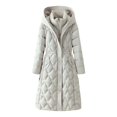 thumbnail image 4 of Winter Coats for Women Long Waist Defining Detachable Hood Winter For Warm Oversized Quilted Coat With Removable Windproof Thermal Outerwear For Cold Weather Winter Jackets for Women, 4 of 4