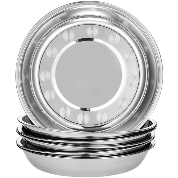 6-Piece 18/10 Stainless Steel Round Plates,Dinner Plate Dish,9-Inch