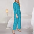 thumbnail image 4 of Junzan Blue Glitter Print Womens Pajama Sets,Long Sleeve Button Down For Women Pjs 2 Piece, 4 of 9
