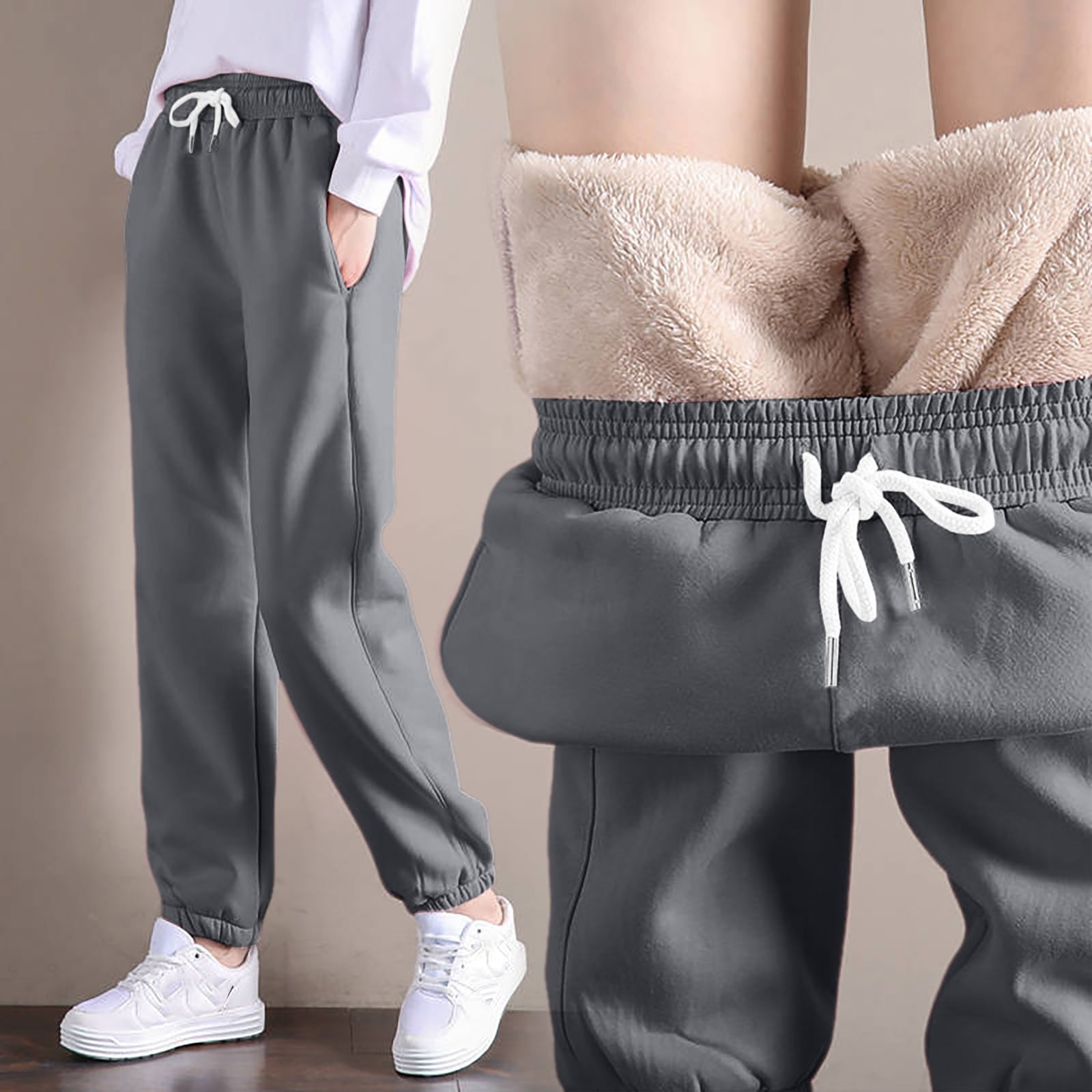 Women's Solid Color Winter Elastic Waistband With And Drawstring Casual Sports Pants Womens plus Size Casual Pants Suits for Wedding Track Pants Women Beach Pants for Women Casual Women Casual Pants