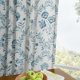 thumbnail image 1 of Juego de 2 paneles de cortinas de lino azul con estampado floral de 160 x 160 cm, dos paneles, 1 of 7