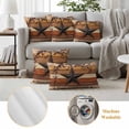 thumbnail image 6 of Texas Star Vintage Outdoor Waterproof Pillow Covers, Berry Burnt Orange Brown Wooden Decorative Square Throw Pillowcase Sofa Cushion Sham for Patio/Couch/Chair, 16"x16" 2 Pack, 6 of 8
