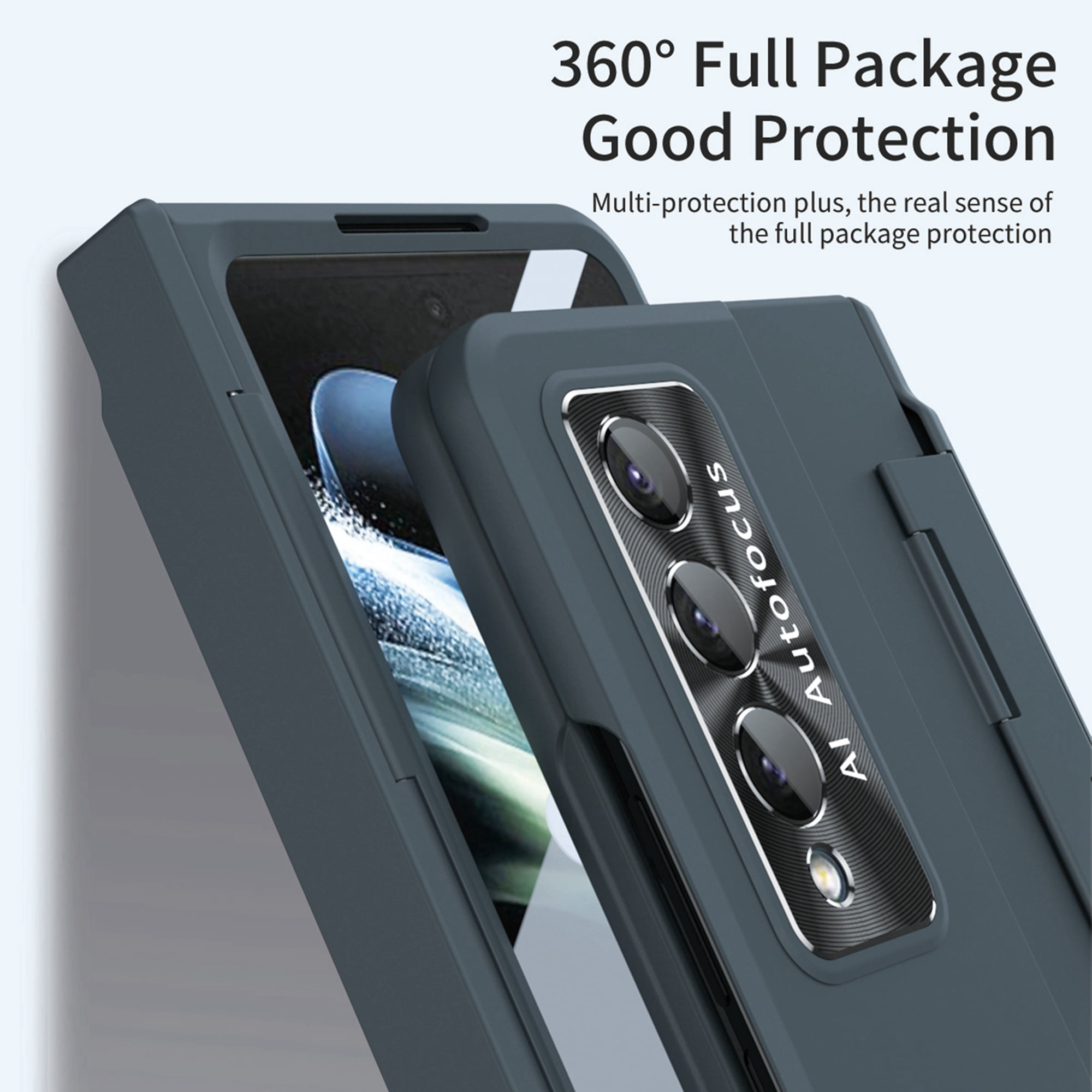 Dteck for Galaxy Fold 4 Case Hinge Protection Wireless Charging Hard Back with Non-Slip Shockproof Lightweight Slim Cover for Samsung Z Fold 4 5G 2022, Green