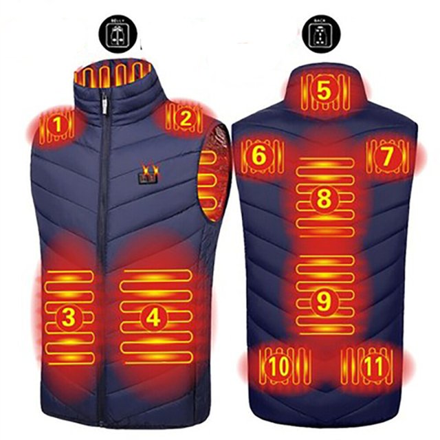 11 Uds chaleco calefactable chaqueta moda hombres mujeres abrigo inteligente USB calefacción eléctrica térmica ropa de abrigo chaleco calefactable de invierno 열선조끼 Tan Jianjun unisex