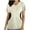 Beige, variant on Fesfesfes Yoga Clothes Women's Fashion Short Sleeve V-Neck Tops Working Uniform Printing Pocket Blouse Tops T Shirt 8(L)