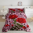 thumbnail image 2 of Homewish Boys Girls Animal Cheetah Print 3 Pieces Queen Comforter Set,Floral Wildlife Leopard Ultra Soft Bedding Sets,Chic Floral Red Rose Bedding Comforter Set Breathable, 2 of 8