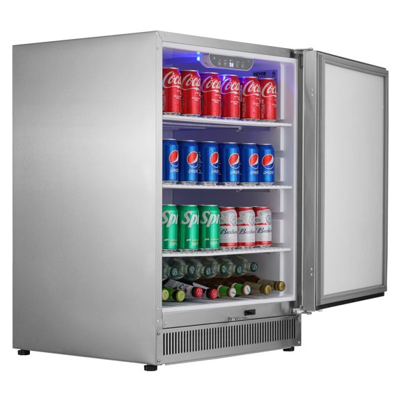 STAWAY 24 Inch Beverage Refrigerator - 185QT Beer Fridge for Indoor/Outdoor Use - Holds 175 Cans - Rapid Cooling to 34°F - Quiet & Energy Efficient - Stainless Steel for Home Bar & Commercial Use
