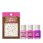 Piggy Paint Rainbow Party Gift Set for Kids, 3 Non-toxic Nail Polishes & Nail Art