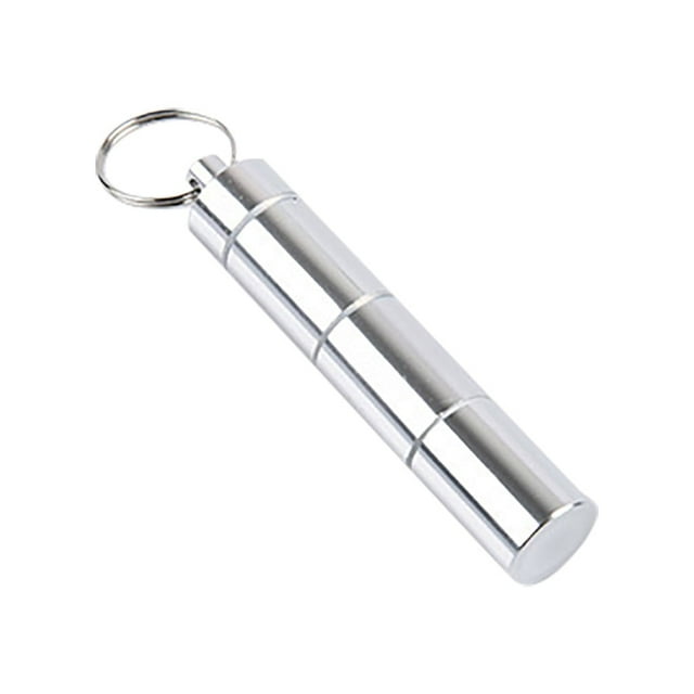 1PCS Mini Bottle Keychain Aluminum Container Travel Medicine Holder Case Silver for Outdoor Adventure
