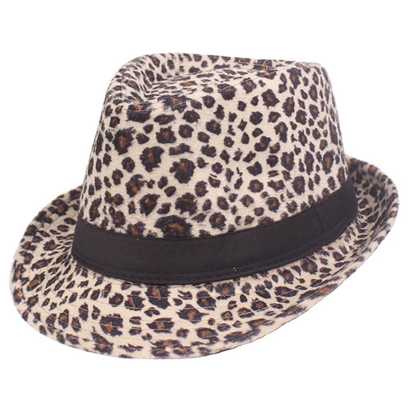 KABOER 4 Colors Leopard Print Wide Brim Fedoras Hats For Women Men ...