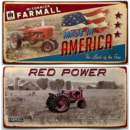 Farmall Tractor Signs - 049-13986 Farmall Tin Sign Set Of 2, Tin signs set of 2 for the nostalgic tractor and farm buff. By IWGAC