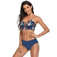 thumbnail image 4 of OUSITAID Women Bikini Lace Up Swimsuit Print Floral Tankini Two Piece Retro Padded Bathing Suits, 4 of 7