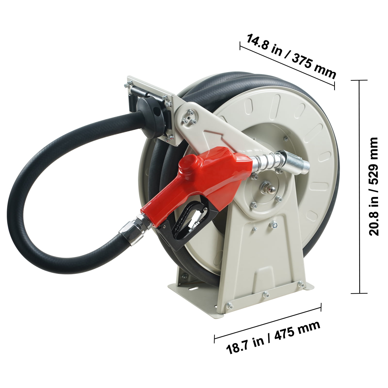VEVOR Fuel Hose Reel Retractable Diesel Hose Reel 3/4" x 66' Auto Fueling Nozzle