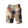 thumbnail image 3 of Men's Shorts Summer Shorts Casual Shorts Pocket Drawstring Elastic Waist Graphic Color Block Geometric Pattern Breathable Soft Short Men's Swimwear Khaki L, 3 of 4