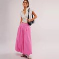 thumbnail image 5 of Wutalume Women's Midi Skirt with Deep Pockets, Pleated Design, Elastic Waistband, Flowy A-Line Skirt for Casual, Office, and Weekend Outfits,Pink M, 5 of 7