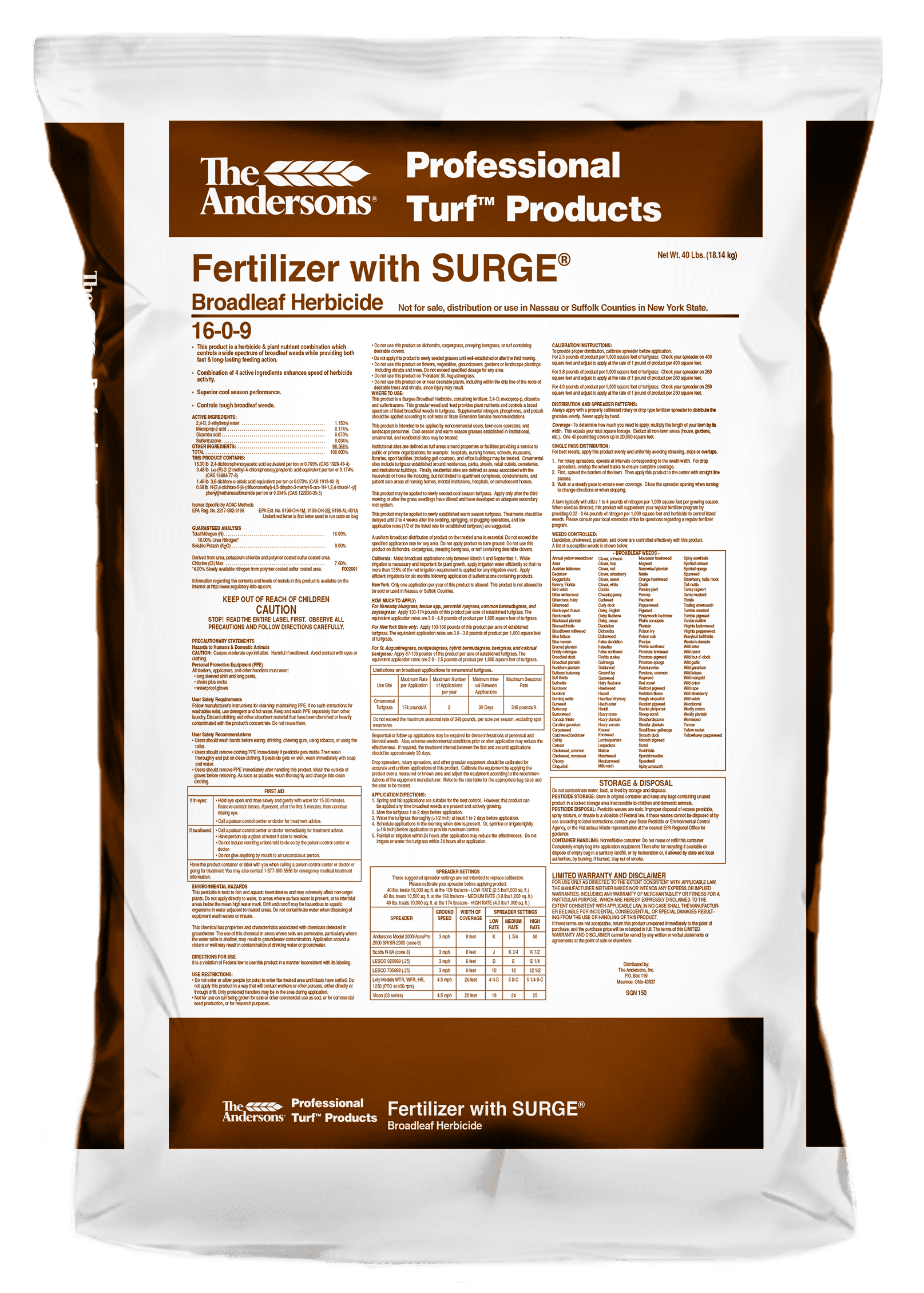 The Andersons Professional Surge Weed and Feed 1609 PostEmergent