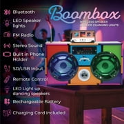 Wireless Express WE-BB Bluetooth FM Radio Boombox Rechargeable Battery, Retro