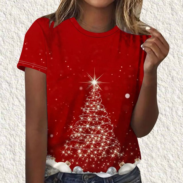 Puntoco Camiseta de cuello redondo y manga corta con estampado informal para mujer