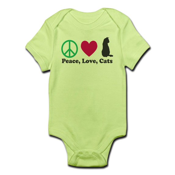 CafePress - Peace,Love, Cats - Baby Light Bodysuit