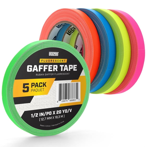 Juego de cintas adhesivas Gaff Tape Lockport de colores, 1/2 pulgada x 20 yardas
