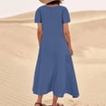thumbnail image 5 of Mingw Womens Maxi Dresses Cap Sleeve Long High Side Slit Casual Dresses Loose Plain Elegant Flowy Wedding Guest Dress ,S,Blue, 5 of 5