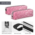 thumbnail image 4 of Haiem Pink Glitter Print Leather Pencil Case Art Supplies Case Zipper Pencil Pouch Stationery Storage Pencil Bag, 4 of 7