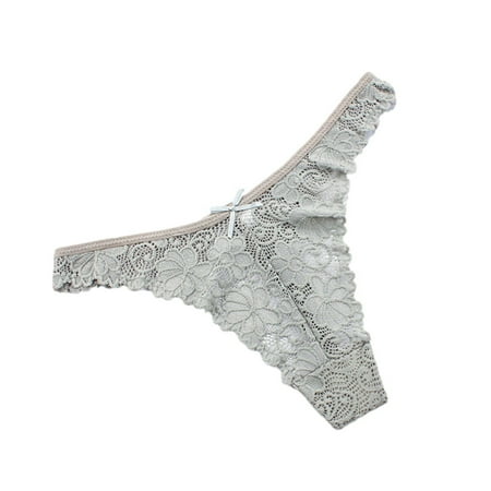 Bigersell Lace Thong Panties for Women Lingerie Thongs Underwear Womens G-String Briefs Low Rise T-Back Underpants Gray S