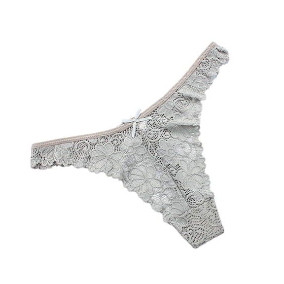 SCSAlgin Women Sexy Underwear Lace G-string Exotic Lingerie Panties V-Shape Cheeky Tangas with Bow Decor