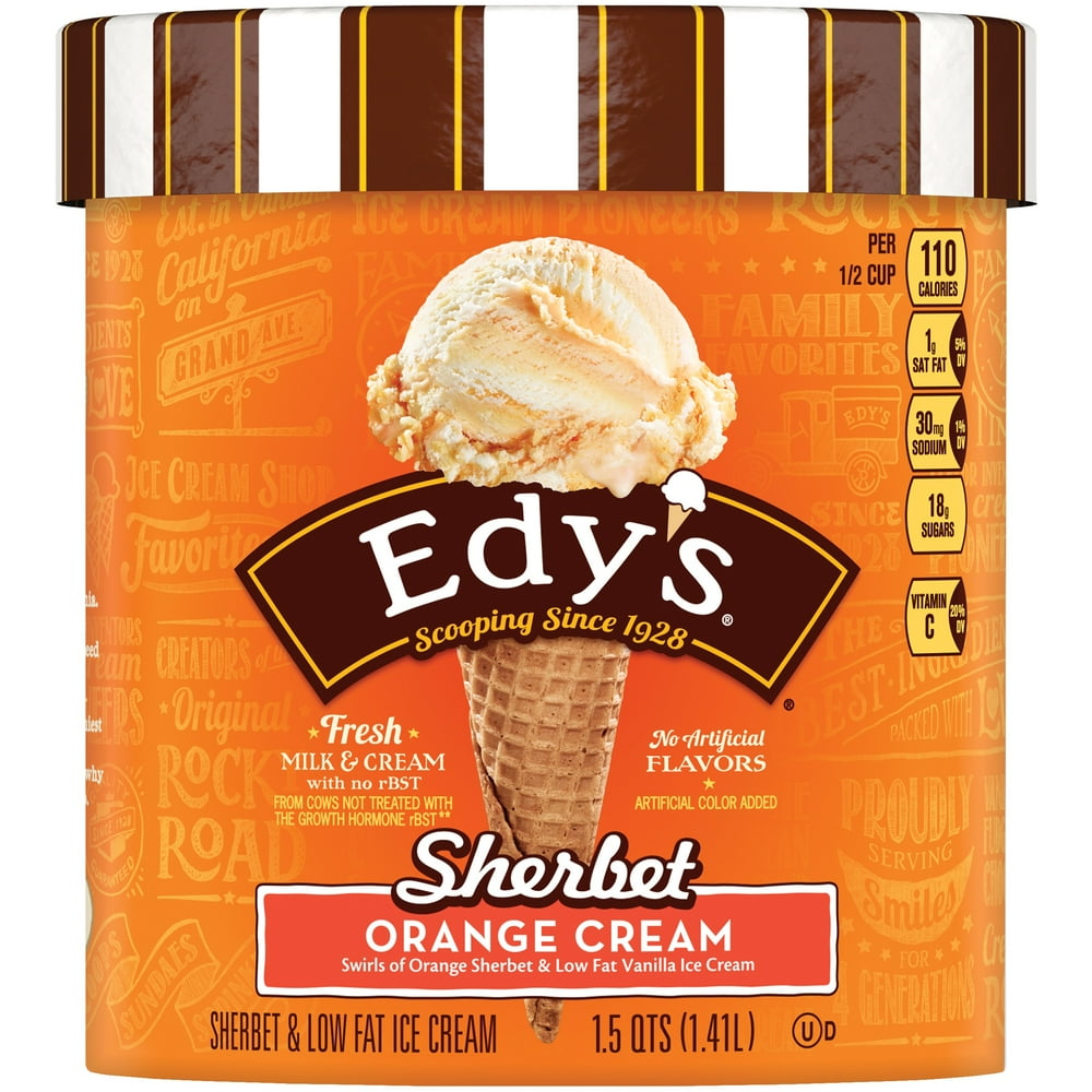 EDY'S/DREYER'S Orange Cream Sherbet & Light Vanilla Ice Cream 1.5 qt