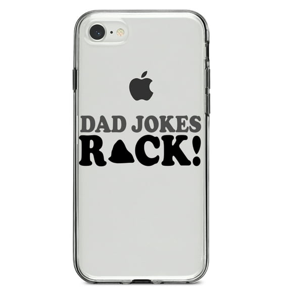 DistinctInk Clear Shockproof Hybrid Case for iPhone 7 8 SE (2020 Model) 4.7" Screen TPU Bumper Acrylic Back Tempered Glass Screen Protector - Dad Jokes Rock