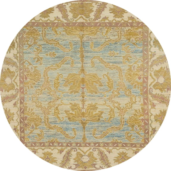 Ahgly Company Machine Washable Indoor Round Abstract Yellow Area Rugs, 3' Round
