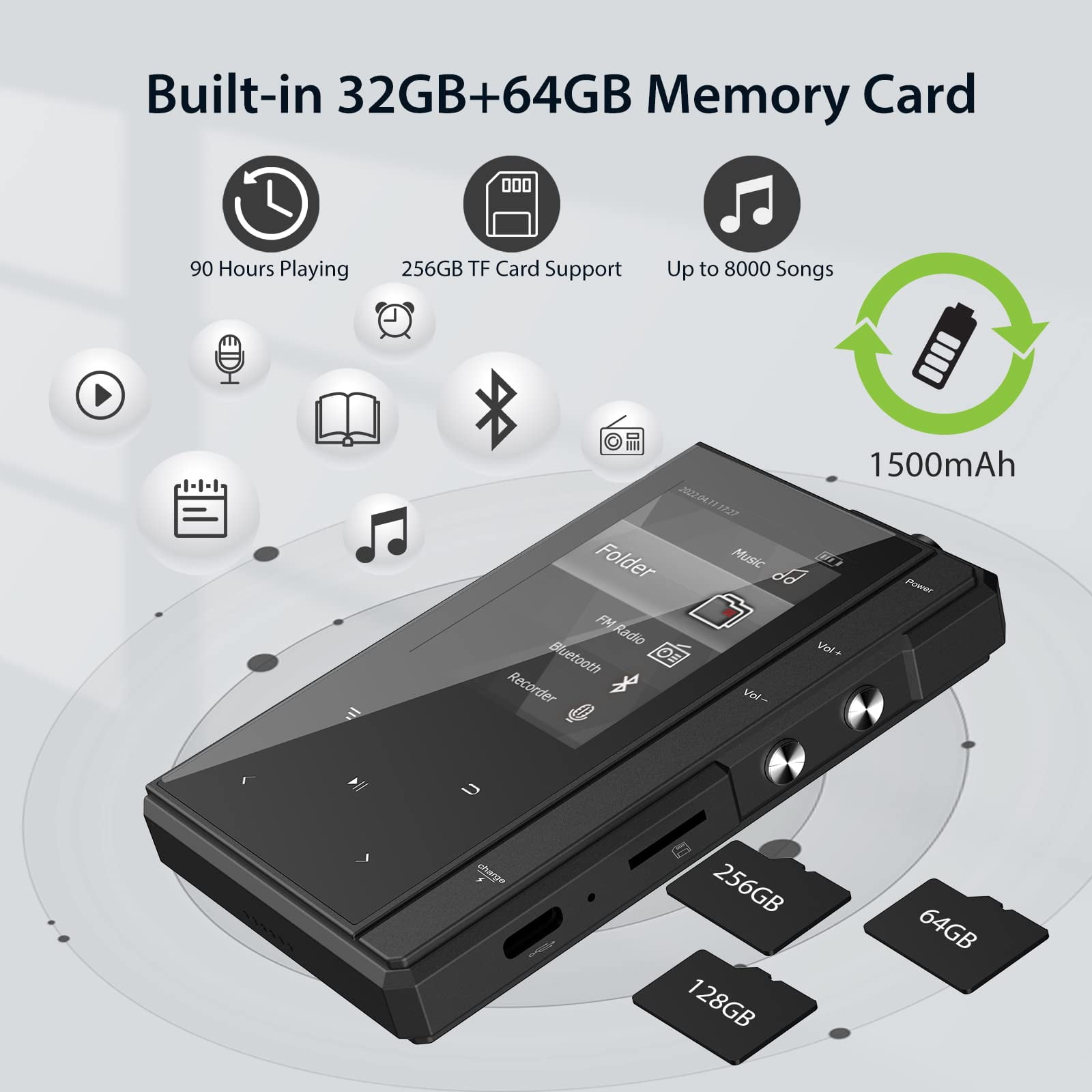ECHEN Lecteur P3 WiFi avec Bluetooth, écran Tactile 4 Pouces, Lecteur