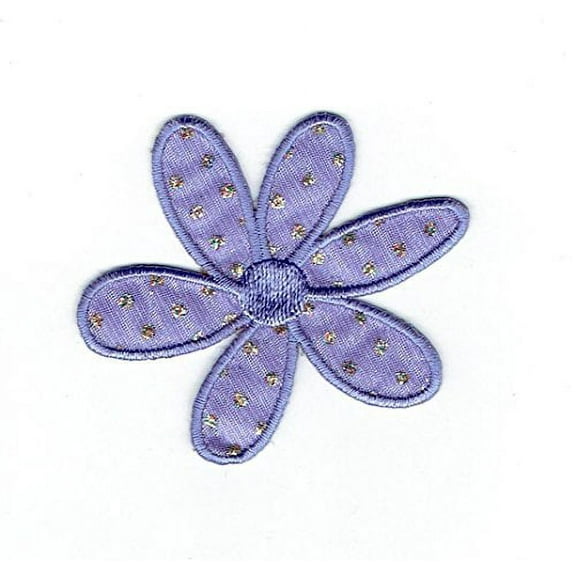 Daisy Flower - Sparkle Lavender Purple - Iron on Embroidered Applique Patch