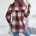 thumbnail image 5 of Hueook Barn Jackets for Women Women Coat Women‘s Casual Oversize Fall/Winter Plaid Lapel Long Sleeve Coat Outwear Jackets Red S, 5 of 8