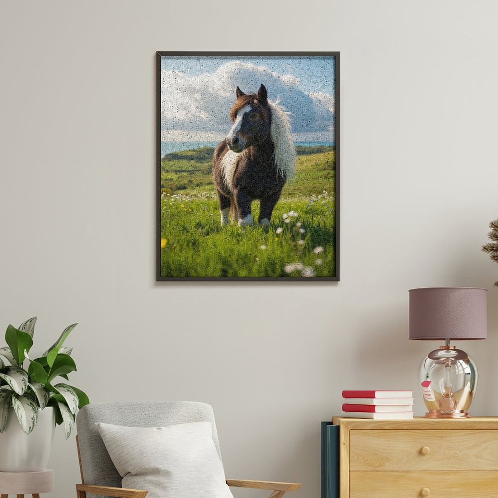 Paint By Numbers Kit for Adults Beginner - DIY Tranquil Horse Scenic Meadow Canvas Painting Kits for Adults, Frameless Paint By Number for Adults for Home Wall Decor 16x20 Inch