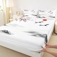 thumbnail image 3 of Castle Fairy Kids Teens Adults Sakura Crane Twin Sheet Sets,Black Red Bedding, 3 of 7
