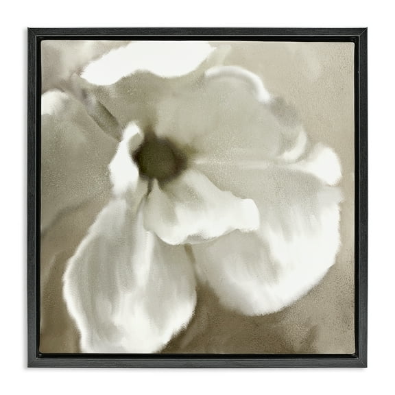 Stupell Industries Blooming Magnolia Petals Plants & Flowers Painting Black Floater Framed Canvas Art Print Wall Art, 18 x 18