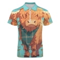 thumbnail image 4 of Highland Cow with Sunflowers Men Zipper T-shirt Summer Casual Short Sleeve T-shirt Top, 4 of 7