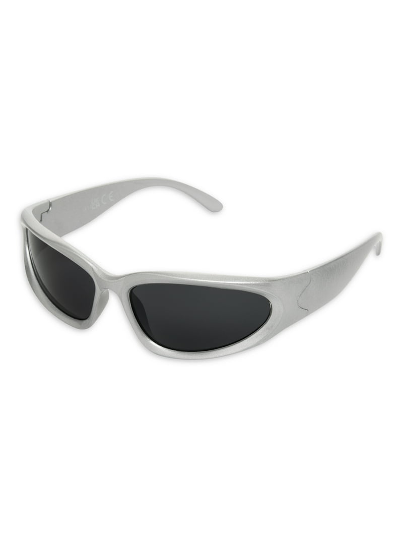 No Boundaries Women's Wrap Silver Sunglasses - Walmart.com