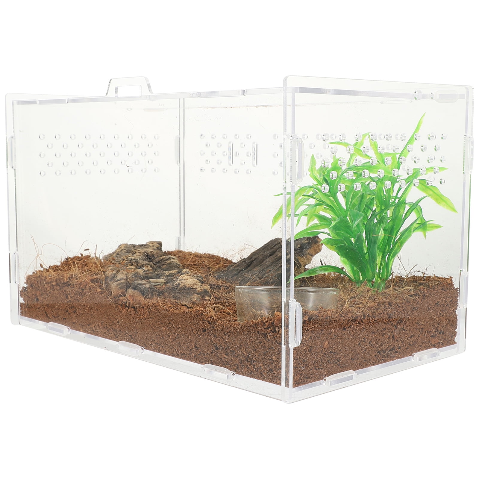 Monyance leopard gecko tank Acrylic Reptile Terrarium Hermit Crab Spider Habitat Cage 25x15cm(9.84X5.91X5.91Inches)