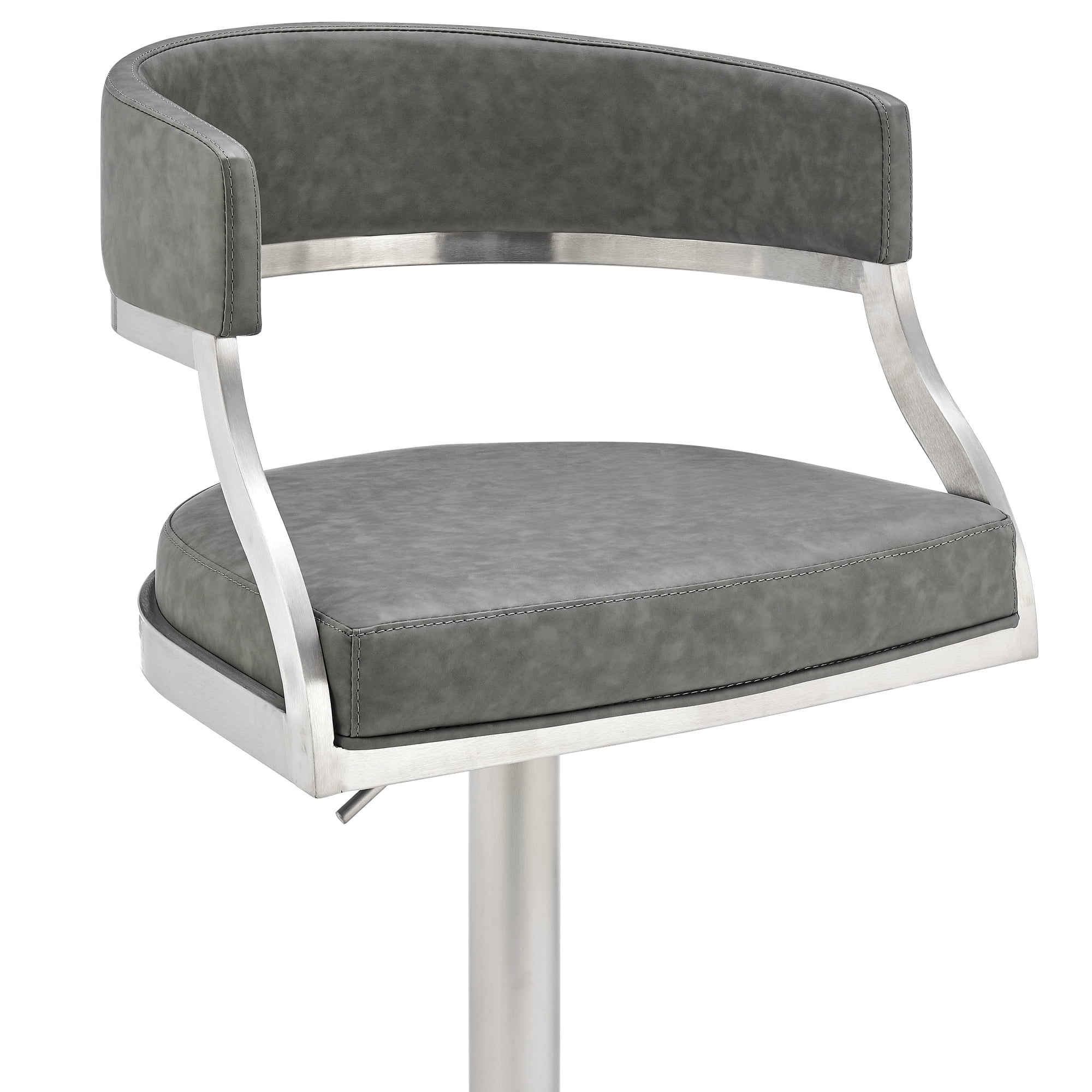 Callie Modern Retro Swivel Metal Adjustable Height Barstool With Faux Leather Seat