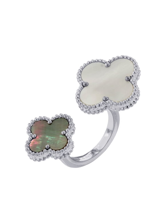 Pre-Owned Van Cleef & Arpels Magic Alhambra Entre Les Doigts Ring, White Gray Mother-of-Pearl,...